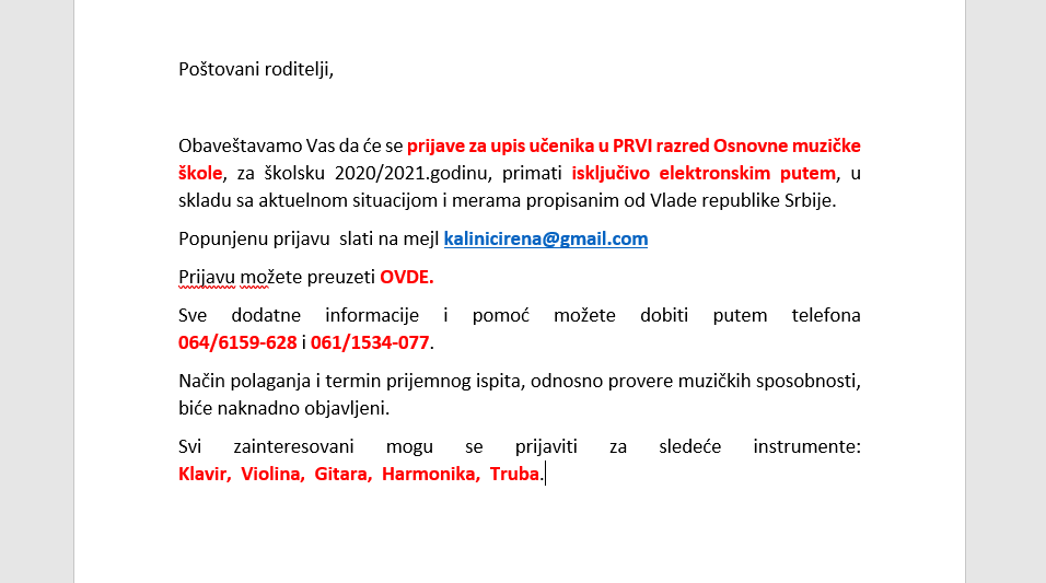 Upis učenika u prvi razred